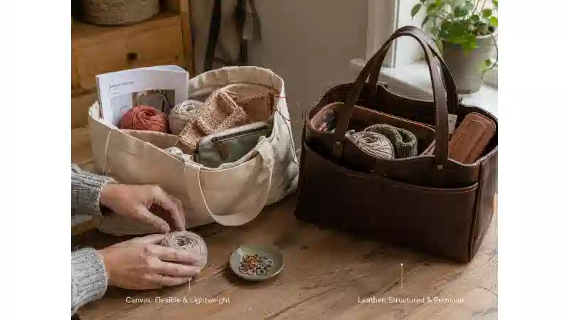 Canvas vs Leather Knitting Project Bags: Which Is Better for Yarn, Needles, and WIPs?
