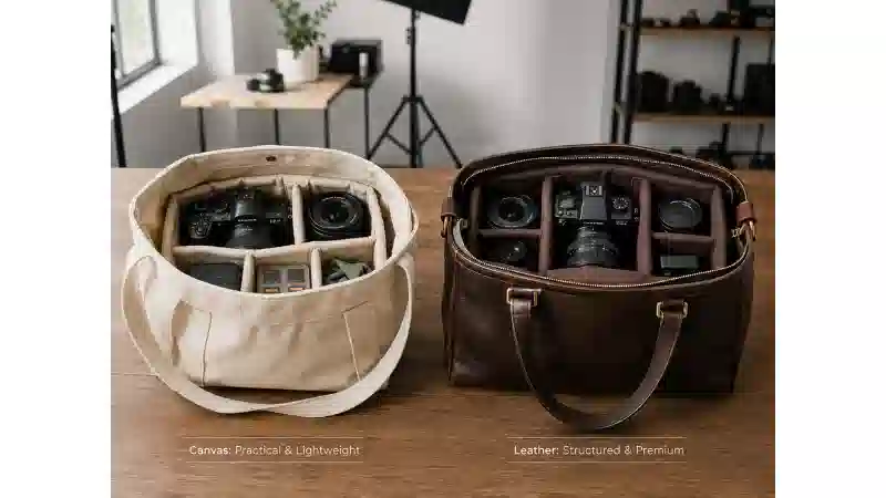 Canvas vs Leather Camera Tote Bags: Which Is Better for Mirrorless Cameras and Lenses?